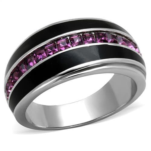 Stainless Steel Black IP Pink Princess Channel Two Tone Ring
