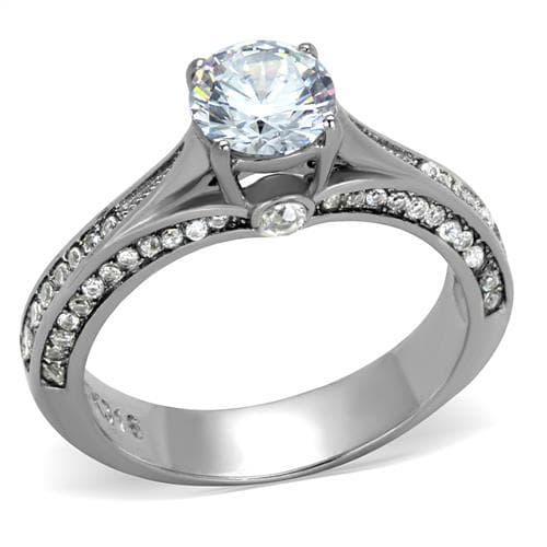Stainless Steel Solitaire Wide Channel Ring