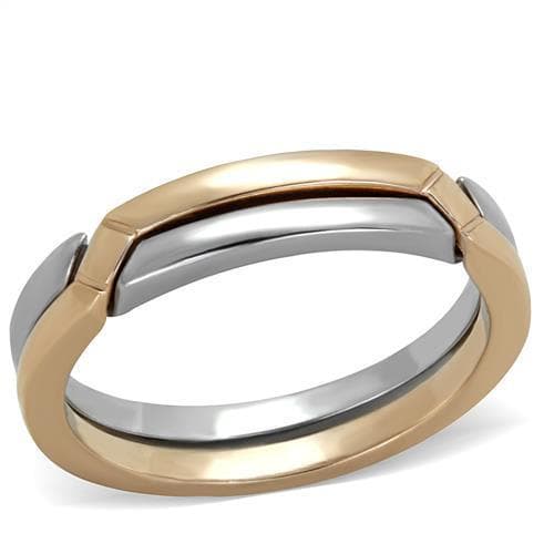 Stainless Steel Rose Gold Two Tone Interlocking Band Set Ring