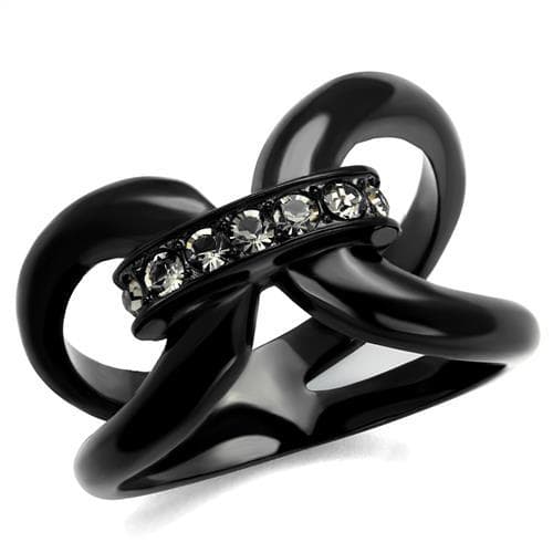 Stainless Steel Black IP CZ Knot Swirl Ring