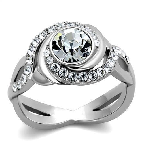Stainless Steel CZ Bezel Pave Round Dome Ring