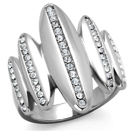 Stainless Steel CZ Pave Triple Coil Spiral Ring
