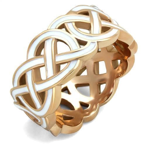Stainless Steel Rose Gold Celtic Knot Woven Wide Band Ring