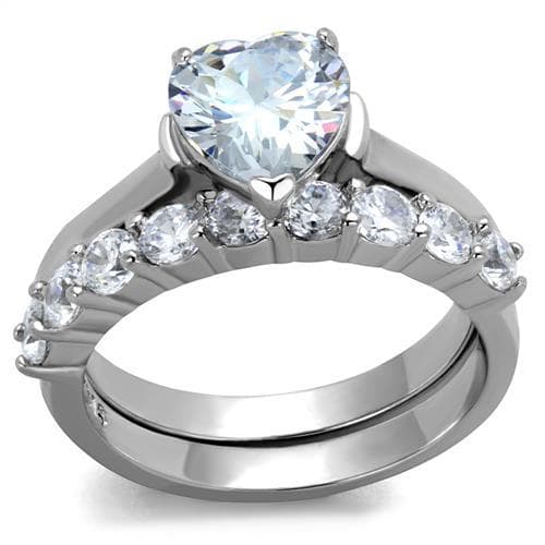 Stainless Steel CZ Heart Solitaire Ring | The Stainless Jewelry