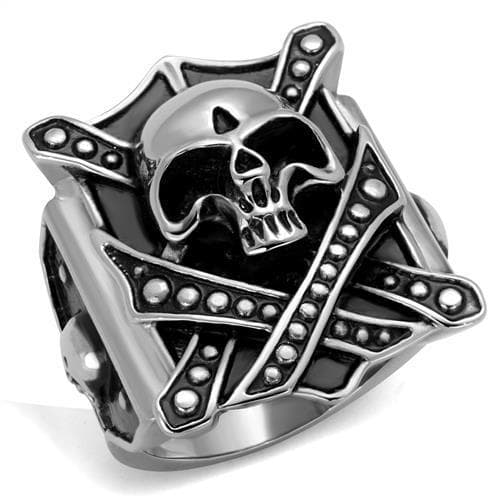 Stainless Steel Skull Sword Shield Cross Signet Ring