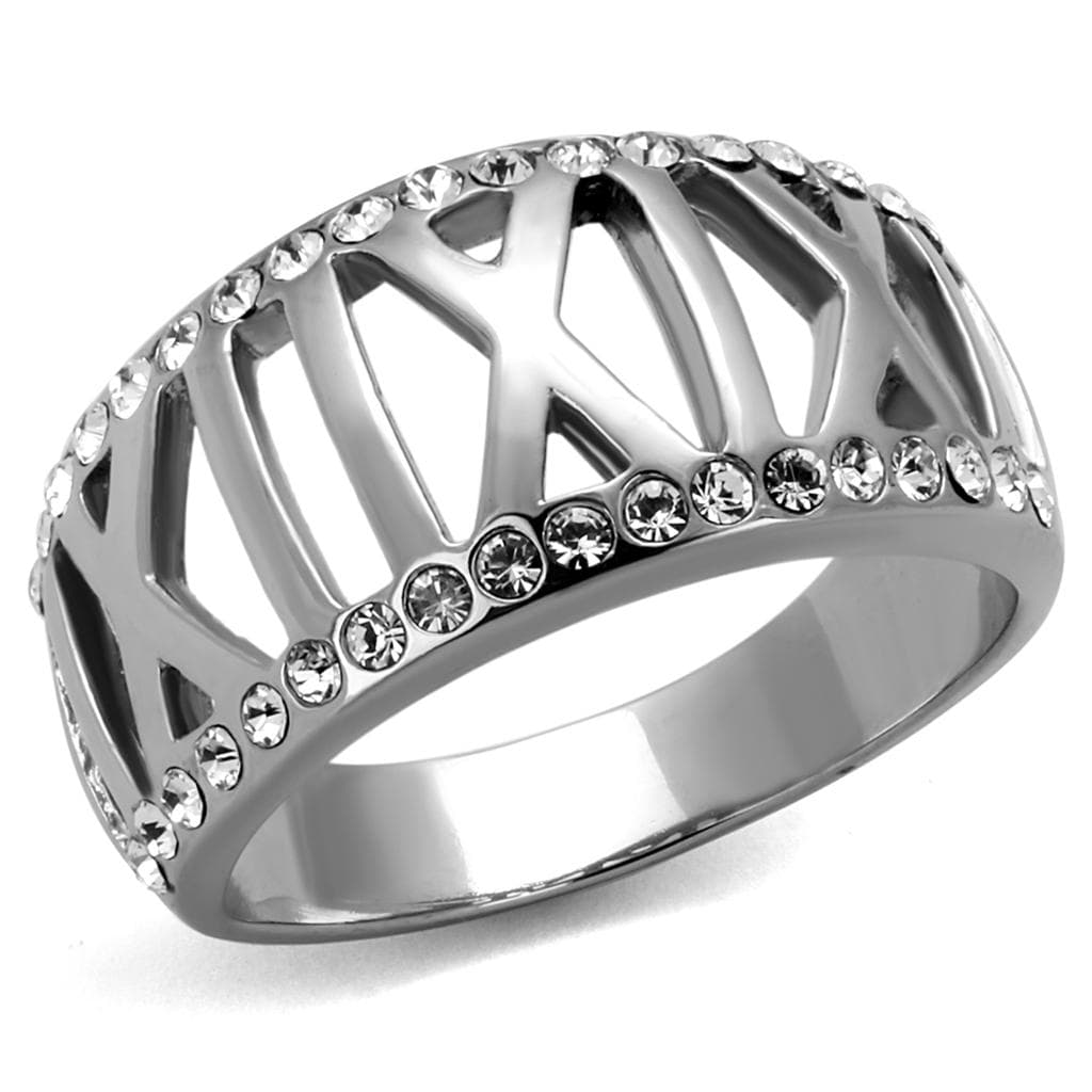 Stainless Steel CZ Cutout Geometric Cage Wide Ring
