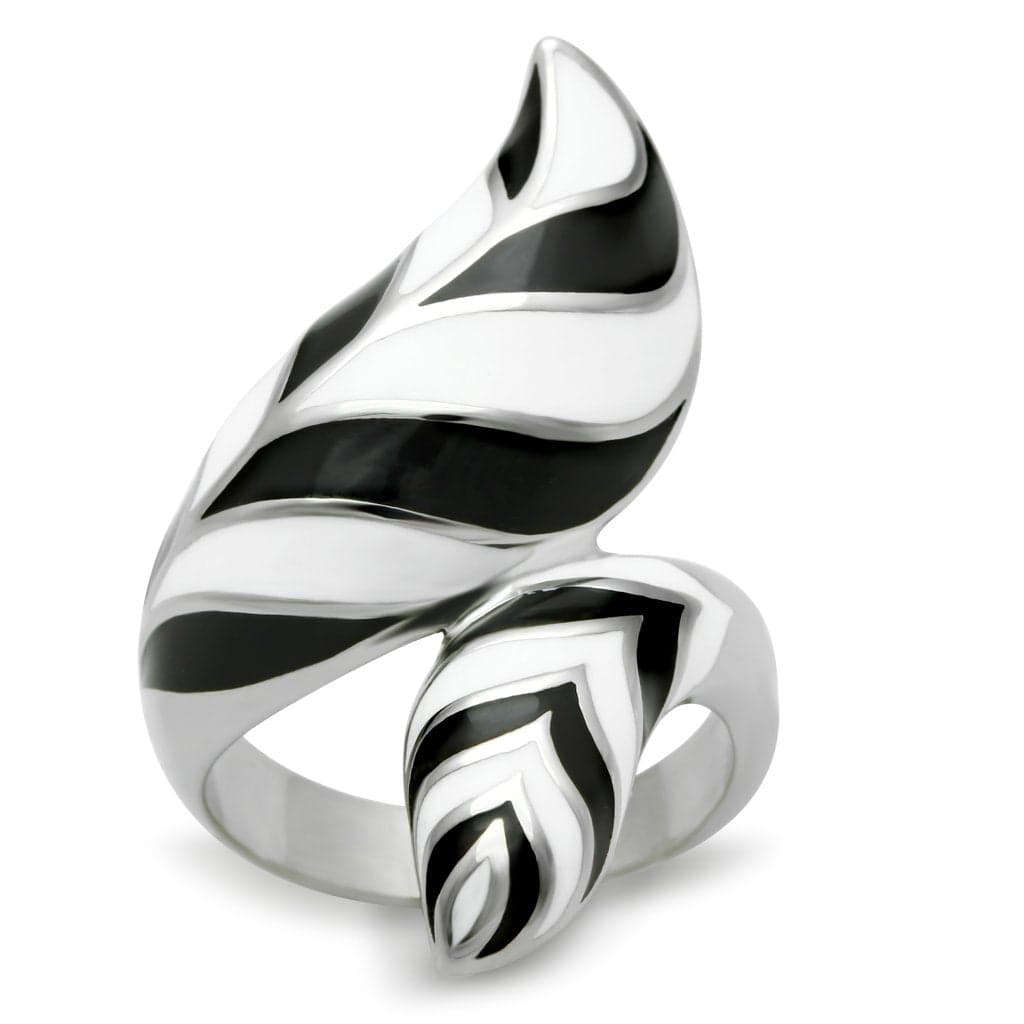 Stainless Steel Polished Flame Swirl Abstract Ring