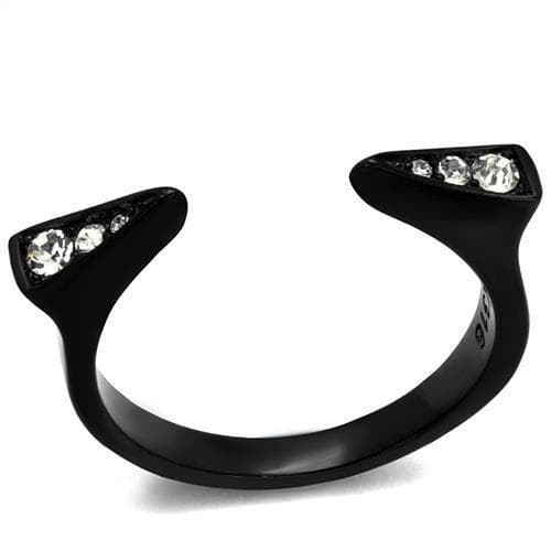 Stainless Steel Black IP CZ Open Claw Bypass Ring