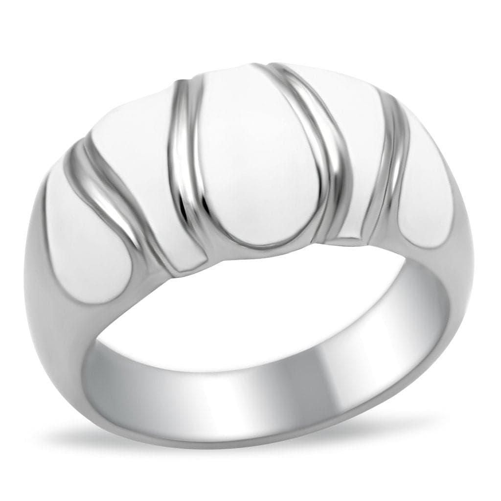 Stainless Steel Polished Smooth Scallop Dome Wide Ring