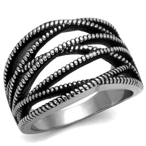 Stainless Steel Antiqued Multi Rope Coil Open Wide Ring