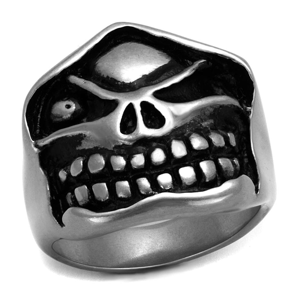 Stainless Steel Skull Square Jaw Large Flat Ring