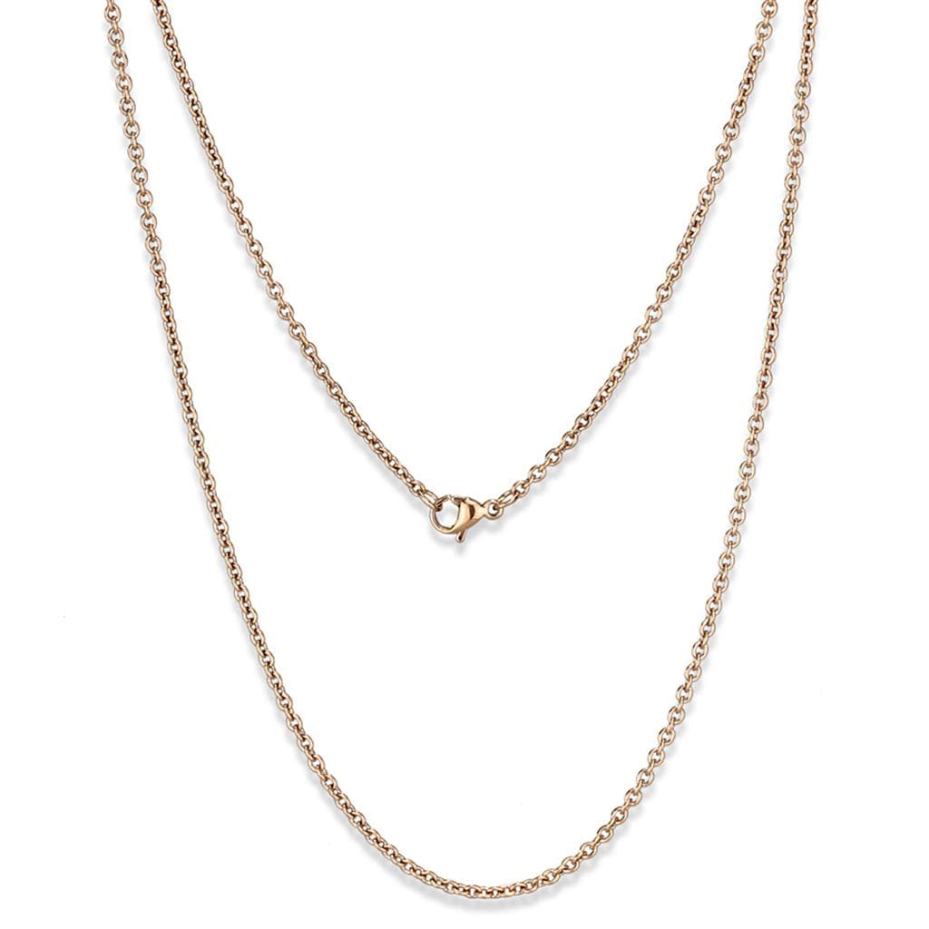 Stainless Steel Rose Gold IP Cable Fine Necklace