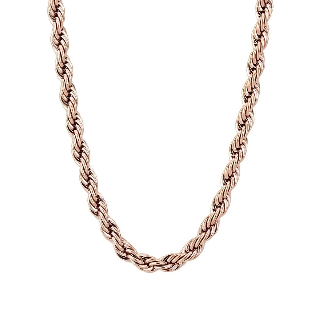 Stainless Steel Rose Gold IP Rope Thick Heavy Necklace