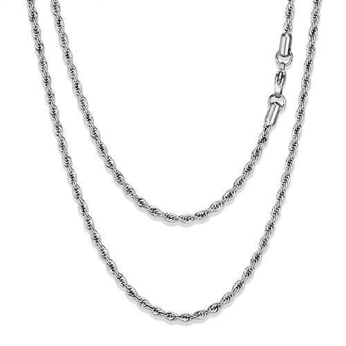 Stainless Steel Silver Rope Layered Double Necklace