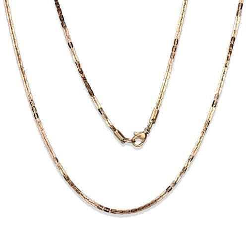 Stainless Steel Rose Gold IP Elongated Link Necklace