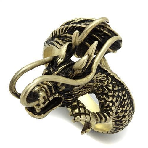 Stainless Steel Antiqued Brass Dragon Claw Wrap Ring