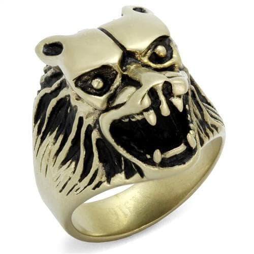 Stainless Steel Antiqued Brass Eagle Screaming Ring