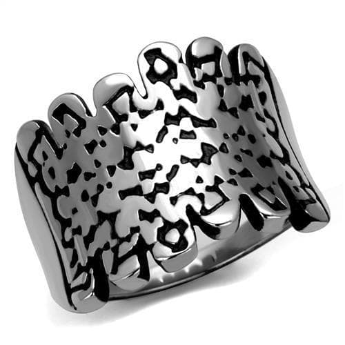 Stainless Steel Polished Hammered Texture Cutout Wide Cuff Ring