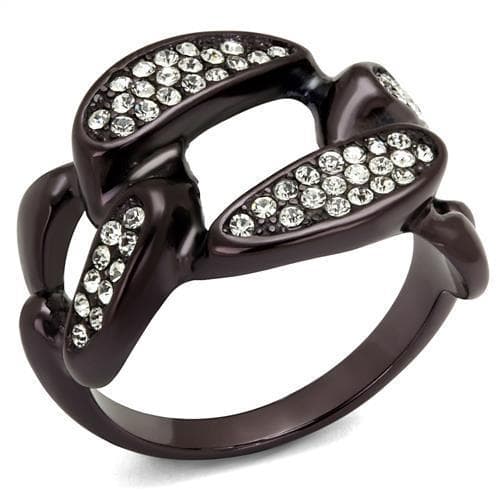 Stainless Steel Coffee Brown IP CZ Pave Crossover Ring