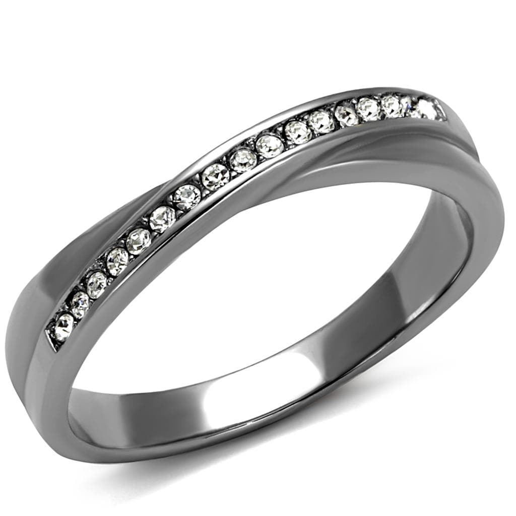 Stainless Steel CZ Channel Thin Band Ring | The Stainless Jewelry