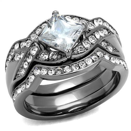 Stainless Steel CZ Princess Cut Infinity Pave Bridal Ring