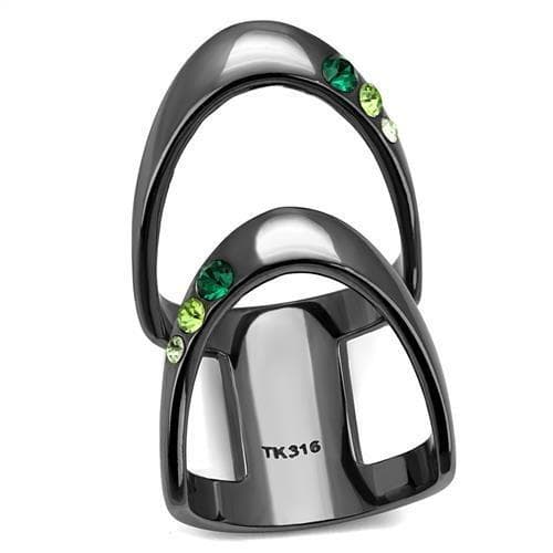 Stainless Steel Multi Color Green Crystal Open Arch Ring