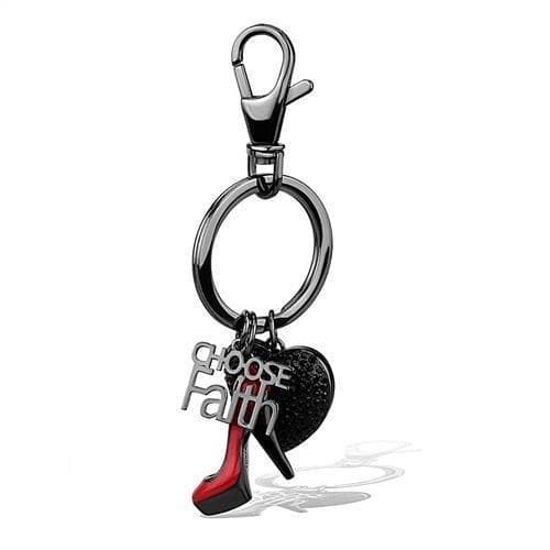 Stainless Steel Dark Gunmetal Choose Faith Heart High Heel Ring