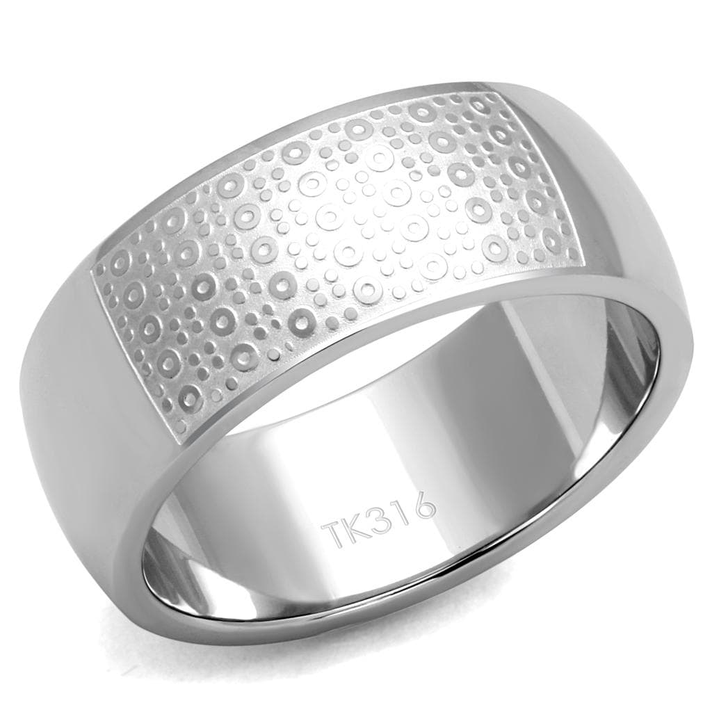 Stainless Steel Hammered Pebble Texture Center Wide Band Ring