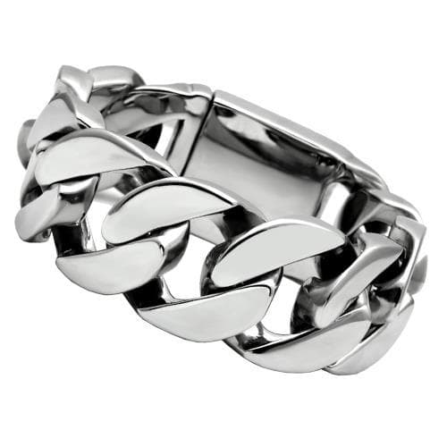 Stainless Steel Silver Polished Heavy Cuban Curb Link Bracelet