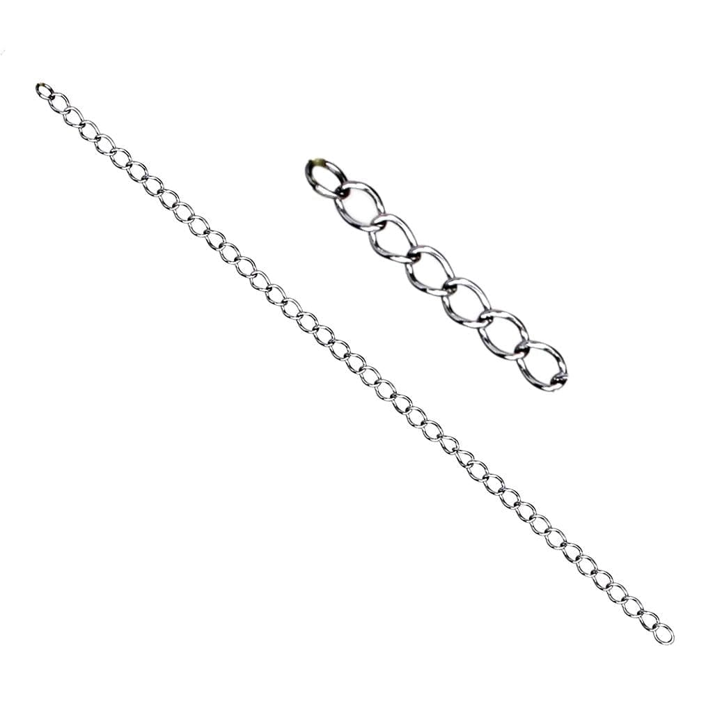 Sterling Silver Polished Cable Link Extension Chain Necklace