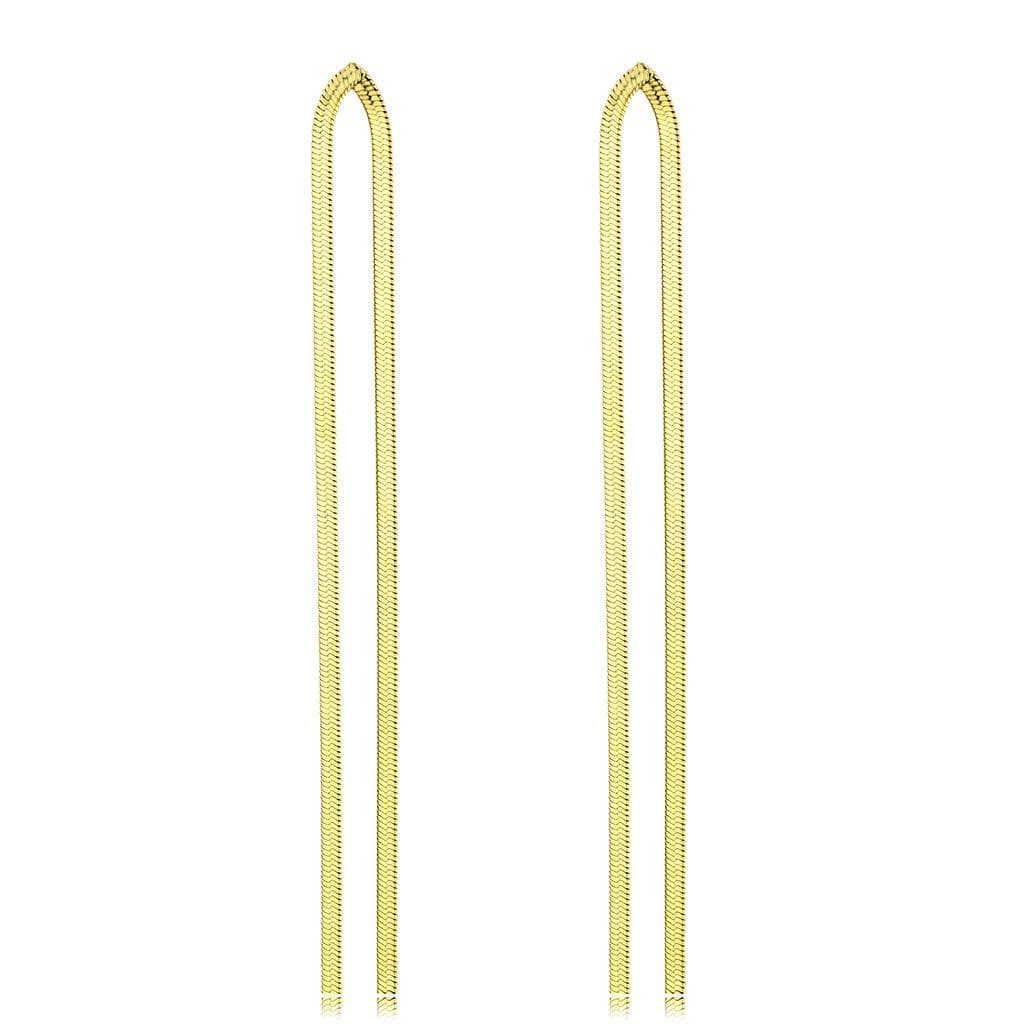 Stainless Steel Gold IP Polished Chain Threader Earrings