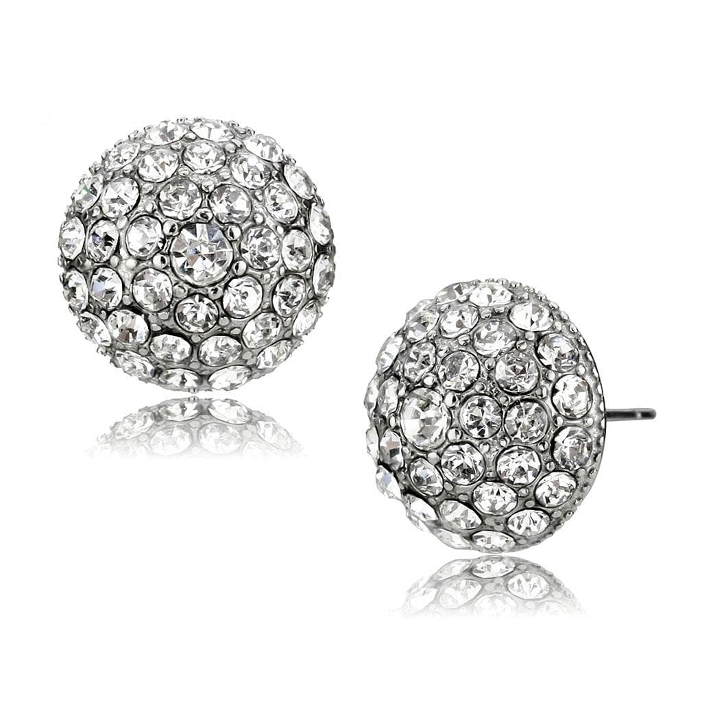 Stainless Steel CZ Pave Disc Round Stud Ring
