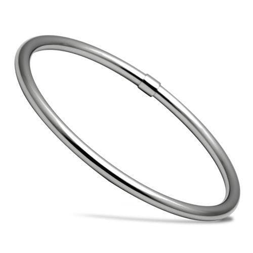 Stainless Steel Silver Polished Slim Round Hinge Bangle Bracelet