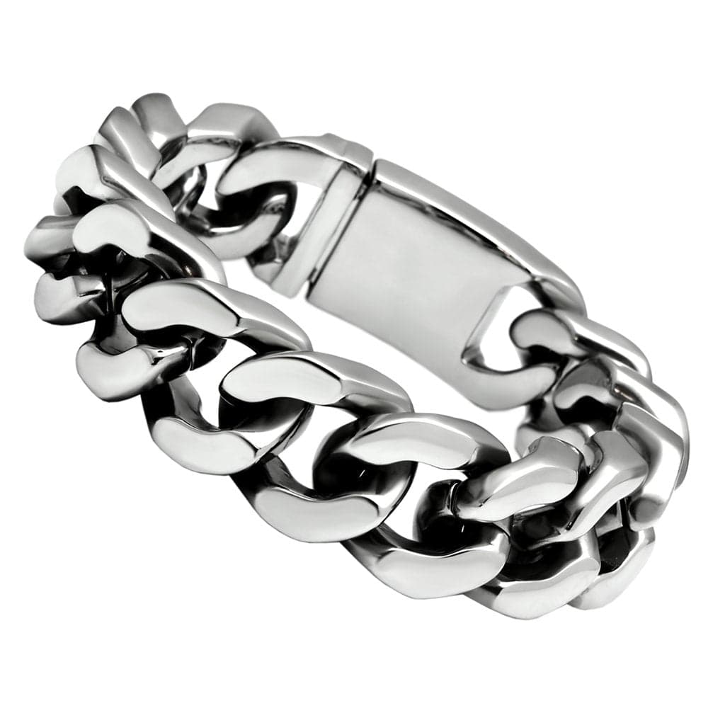 Stainless Steel Silver Heavy Cuban Curb Link Chain Mens Bracelet
