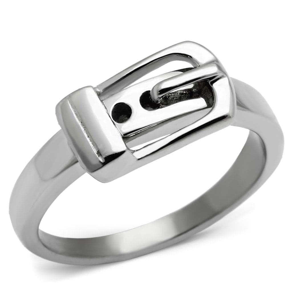 Stainless Steel Silver Polished Buckle Belt Band Ring