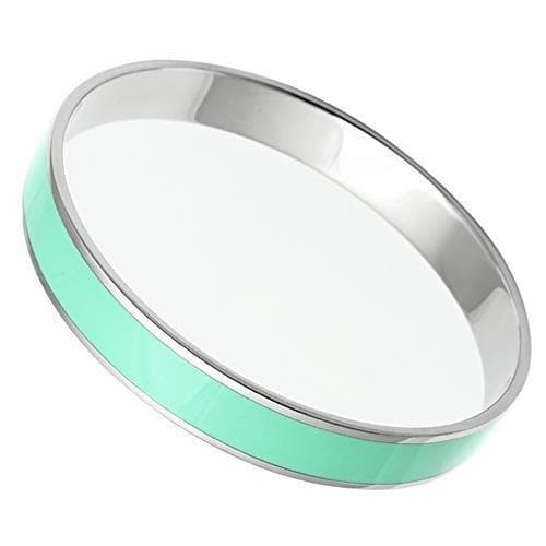 Stainless Steel Silver Teal Enamel Thin Bracelet