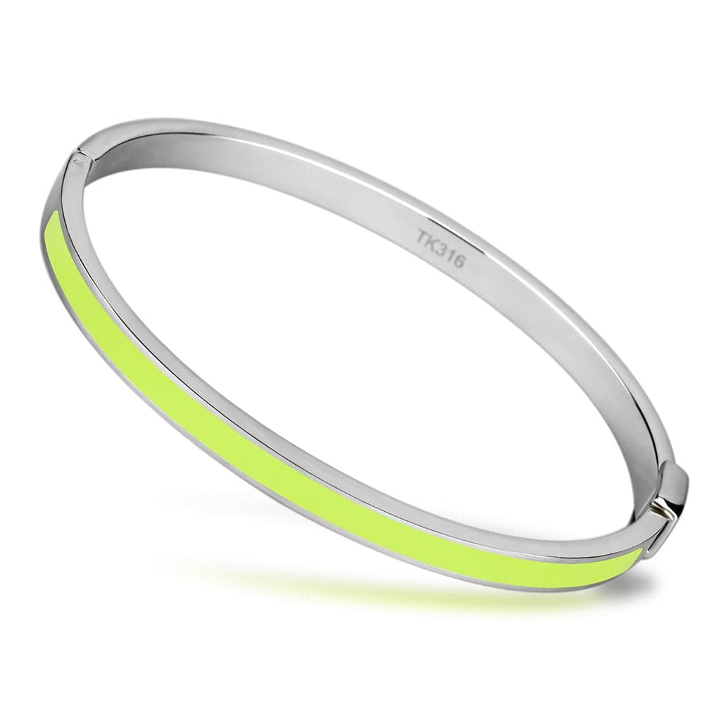 Stainless Steel Silver Yellow Enamel Hinged Thin Bracelet