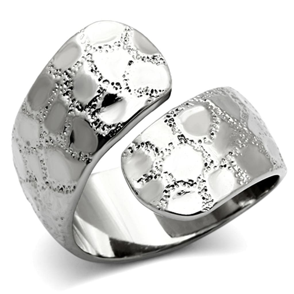 Stainless Steel Silver Textured Bubble Circle Wide Band Ring
