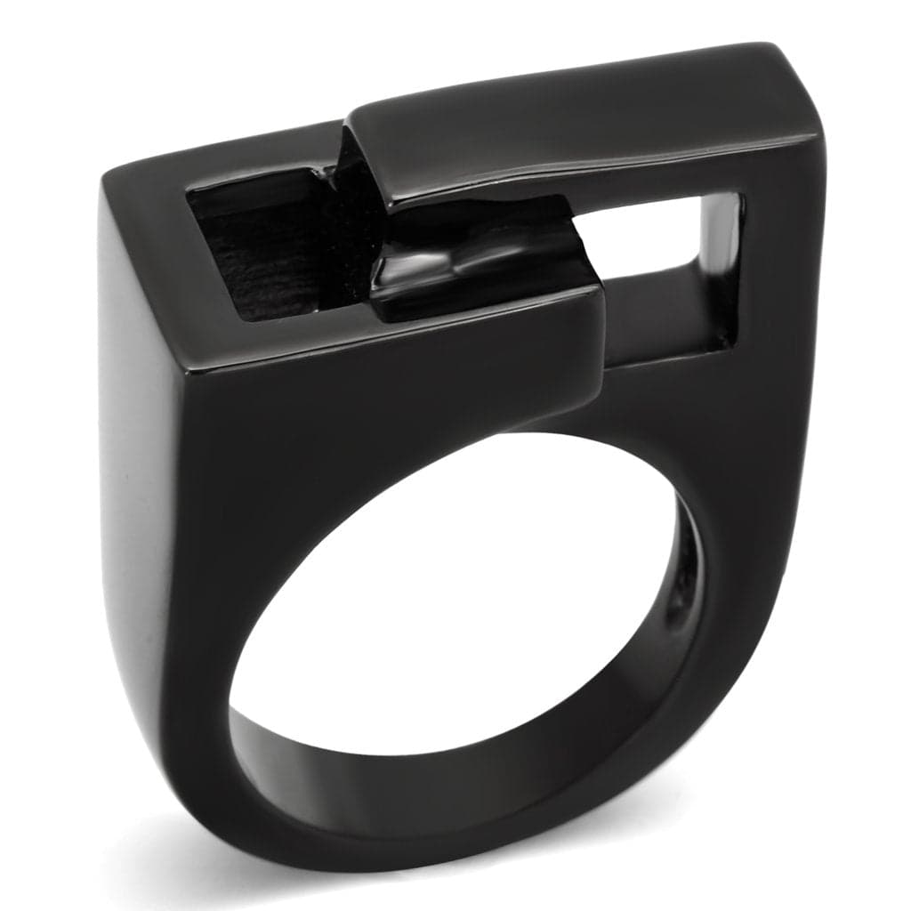 Stainless Steel Dark IP Geometric Square Cutout Modern Ring