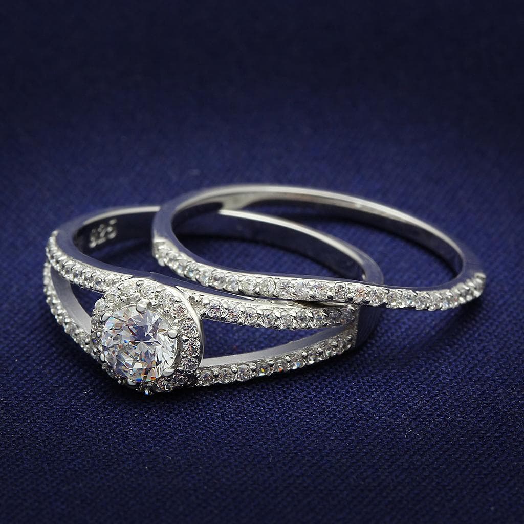 Sterling Silver CZ Round Twisted Pave Thin Ring