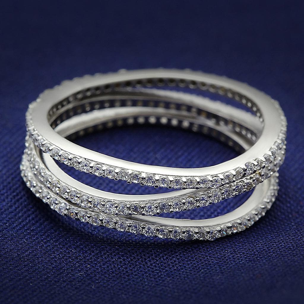 Sterling Silver CZ Pave Channel Eternity Wide Ring