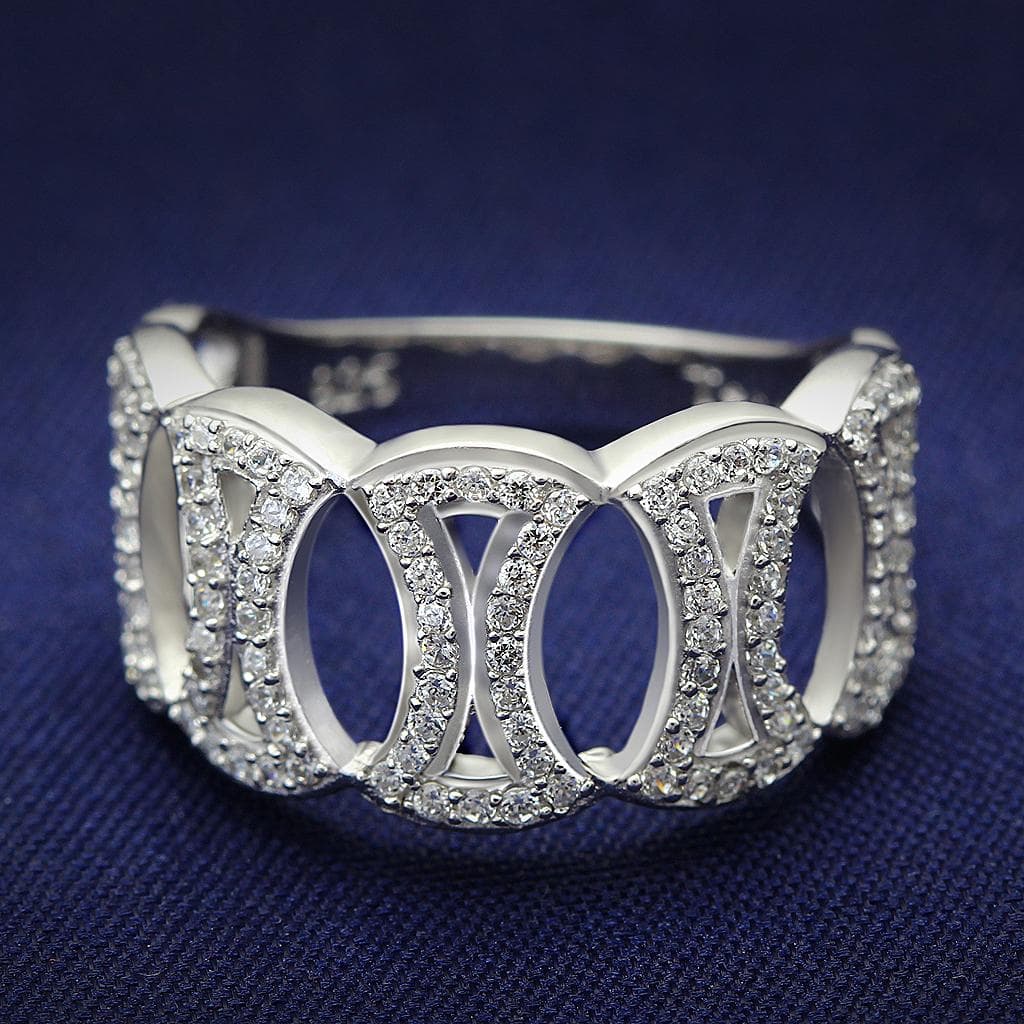 Sterling Silver CZ Infinity Circle Open Wide Ring