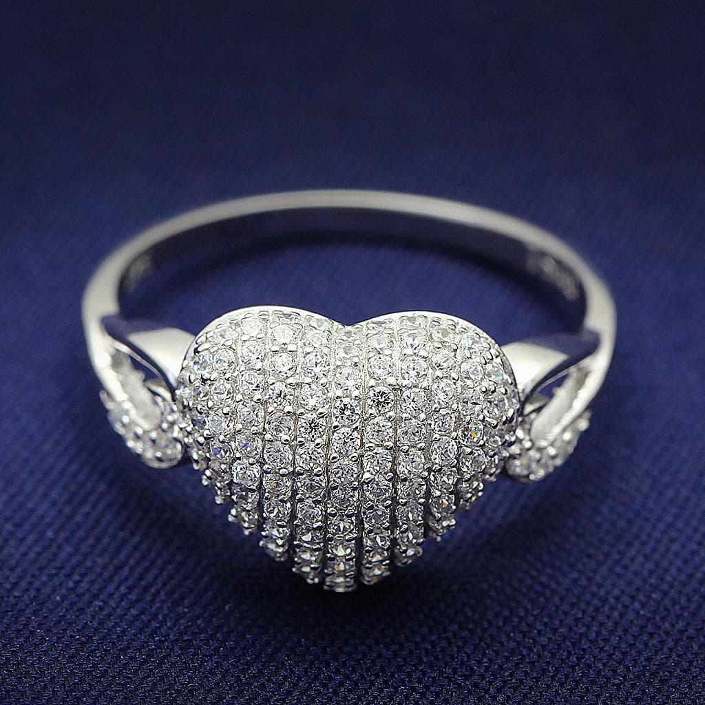 Sterling Silver CZ Pave Heart Ring | The Stainless Jewelry