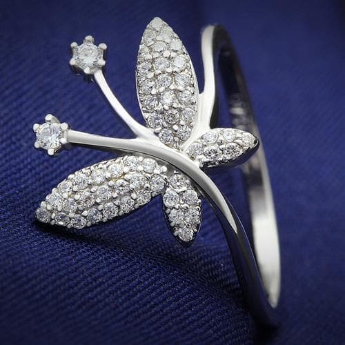 Sterling Silver CZ Pave Butterfly Dragonfly Ring