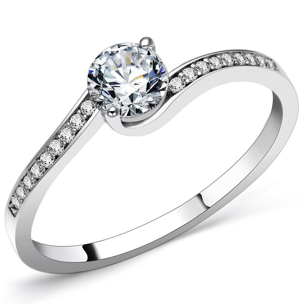 Sterling Silver CZ Round Twist Bypass Pave Ring
