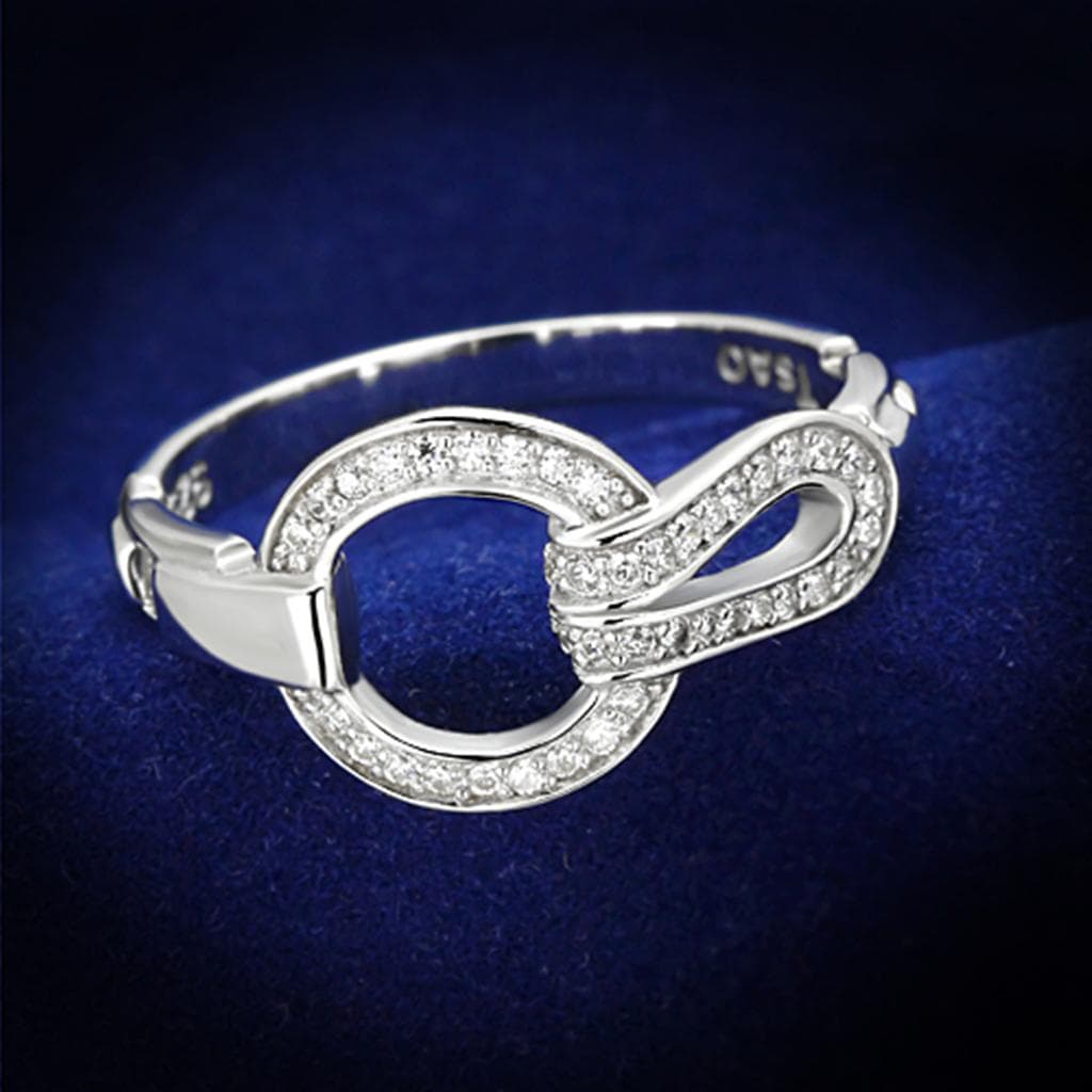Sterling Silver CZ Pave Infinity Circle Open Wide Ring