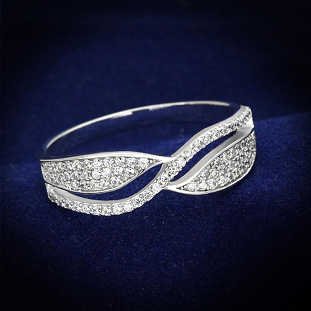 Sterling Silver CZ Pave Infinity Crossover Wide Ring