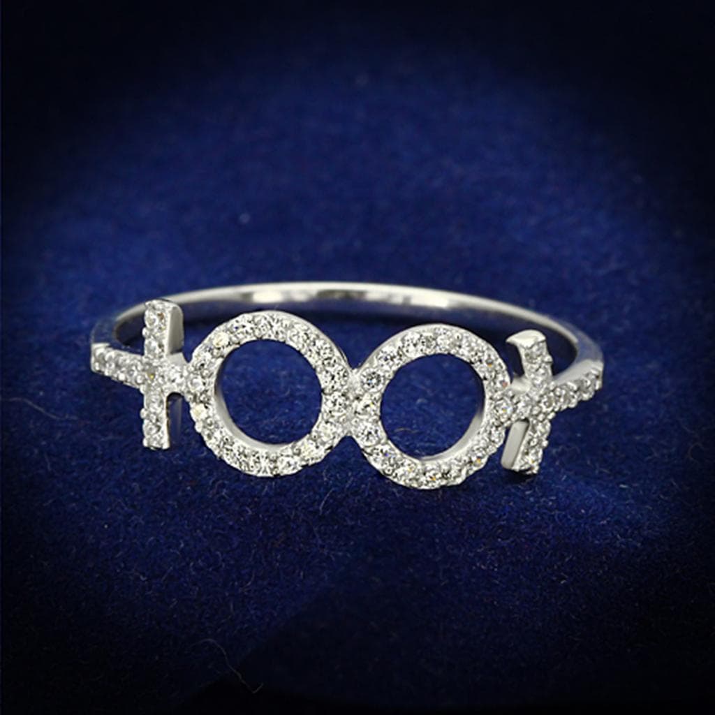 Sterling Silver CZ XOXO Hugs Kisses Open Ring