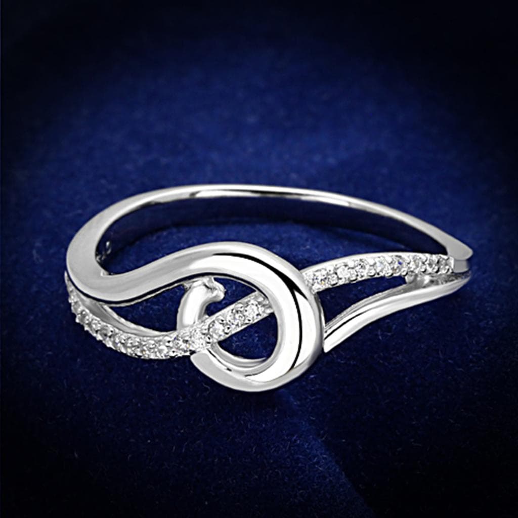 Sterling Silver CZ Knot Loop Bypass Pave Ring