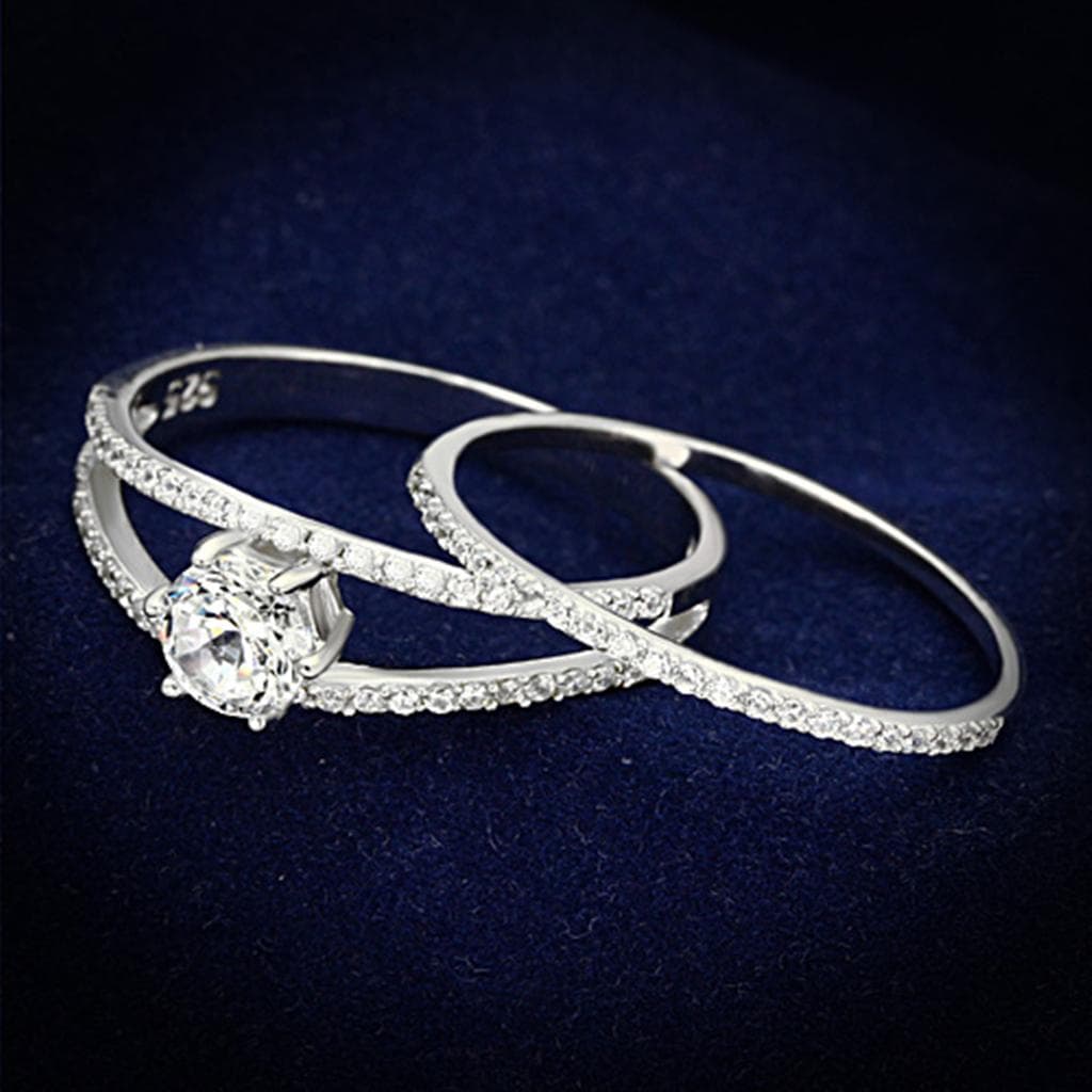 Sterling Silver CZ Marquise Bypass Pave Open Ring